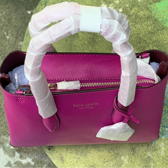 KATE SPADE Eva Top Zip SMALL SATCHEL CROSSBODY BAG! Baja Rose Fuschia Leather - Picture 4 of 9